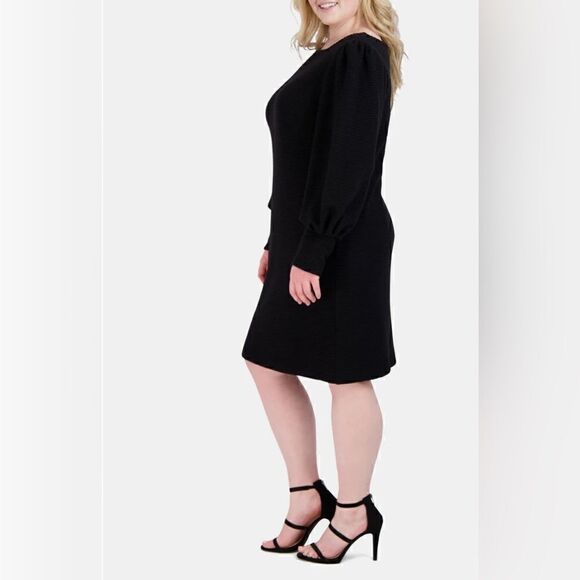 Julia Jordan Puff Sleeve Sweater Dress In Black - Picture 3 of 12